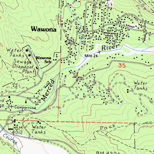 Topographic Map of South Wawona, CA