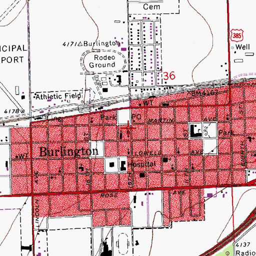 Topographic Map of Colorado State Patrol Burlington Post, CO