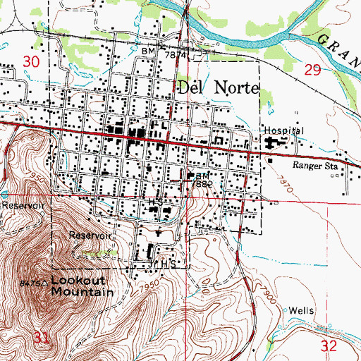 Topographic Map of Rio Grande County Jail, CO