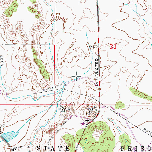 Topographic Map of Arrowhead Correctional Facility, CO