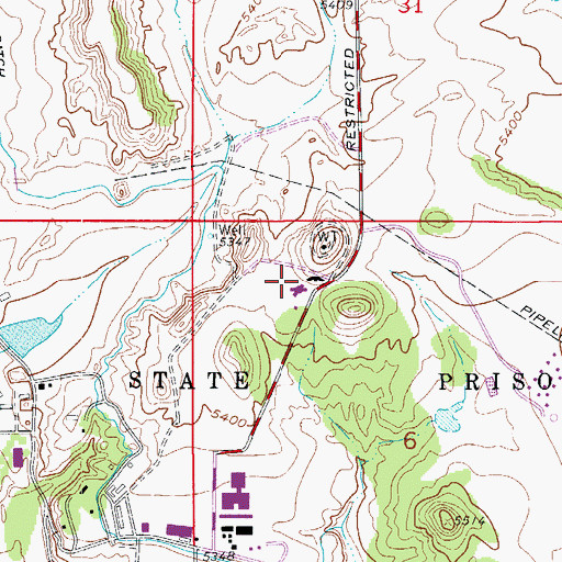 Topographic Map of Skyline Correctional Center, CO
