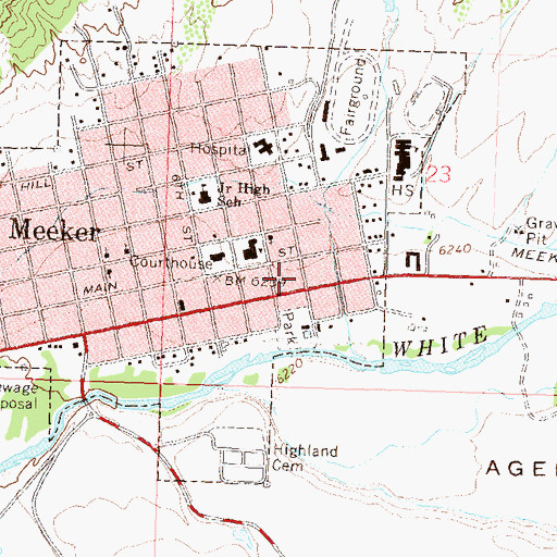 Topographic Map of Meeker Police Department, CO