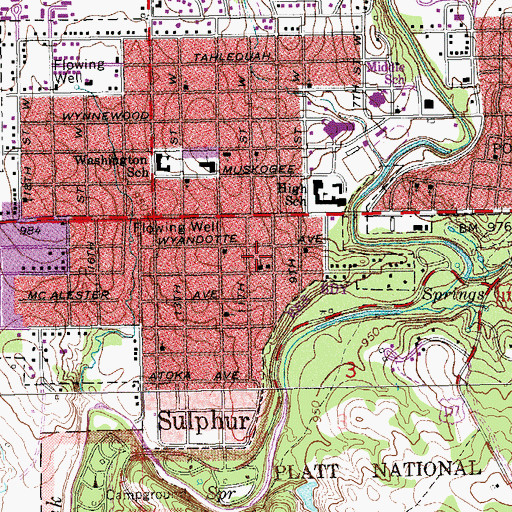 Topographic Map of Murray County Sheriff's Office, OK