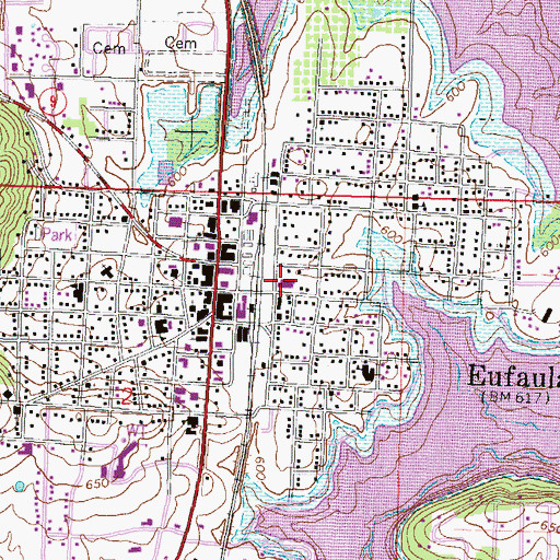 Topographic Map of Eufaula Police Department, OK