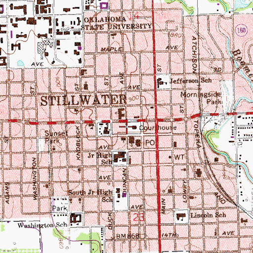 Topographic Map of Payne County Sheriff's Office, OK