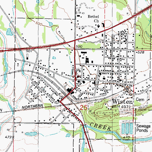 Topographic Map of Wister Police Department, OK