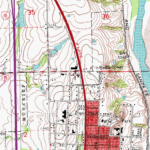Topographic Map of Purcell Police Department, OK
