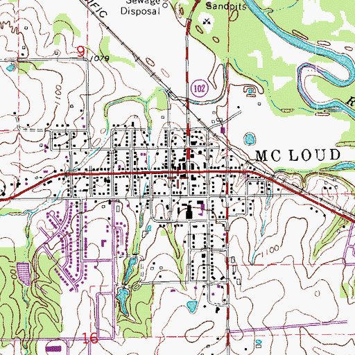 Topographic Map of McLoud Police Department, OK