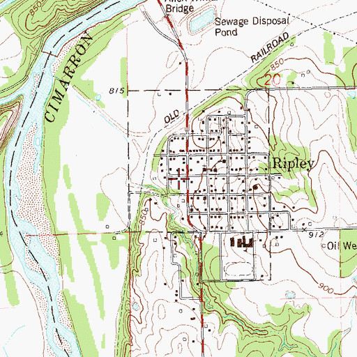 Topographic Map of Ripley Police Department, OK