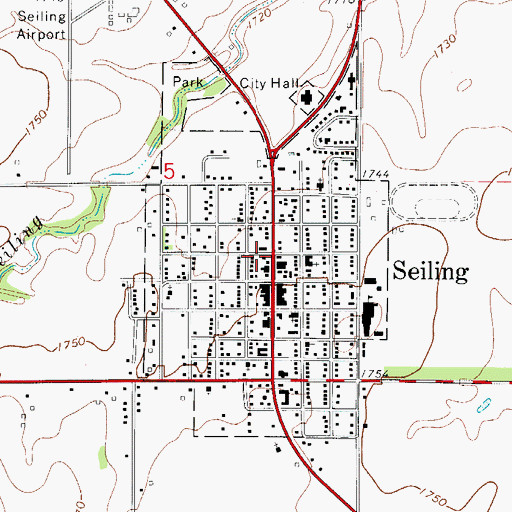 Topographic Map of Seiling Police Department, OK