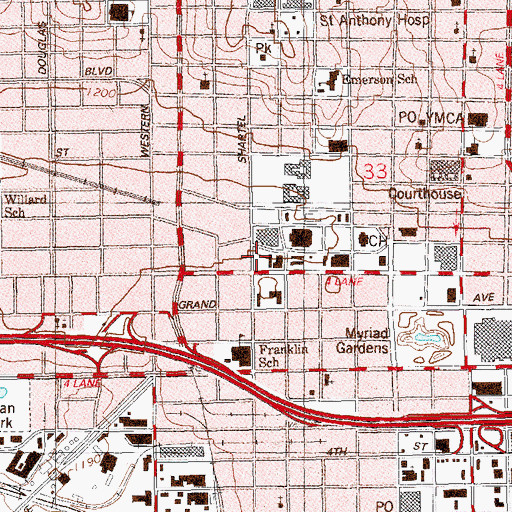 Topographic Map of Oklahoma City Police Department, OK