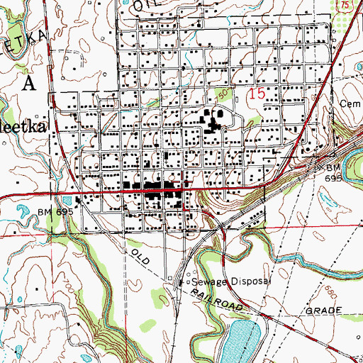 Topographic Map of Weleetka Police Department, OK