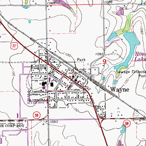 Topographic Map of Wayne Police Department, OK