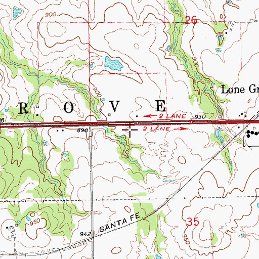 Topographic Map of Lone Grove Police Department, OK
