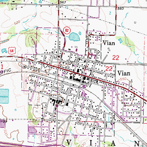 Topographic Map of Vian Police Department, OK