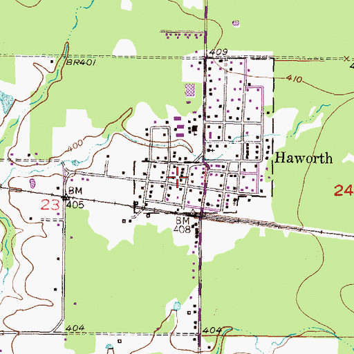 Topographic Map of Haworth Police Department, OK