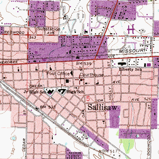 Topographic Map of Sequoyah Sheriff's Office, OK