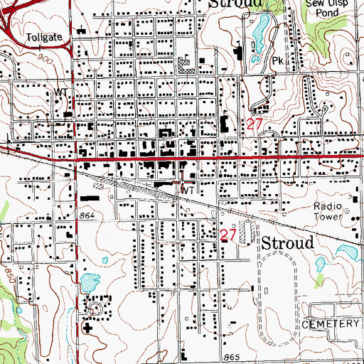 Topographic Map of Stroud Police Department, OK