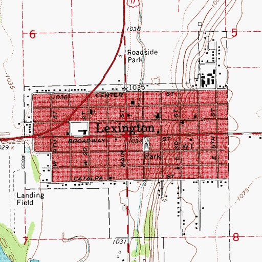 Topographic Map of Lexington Police Department, OK