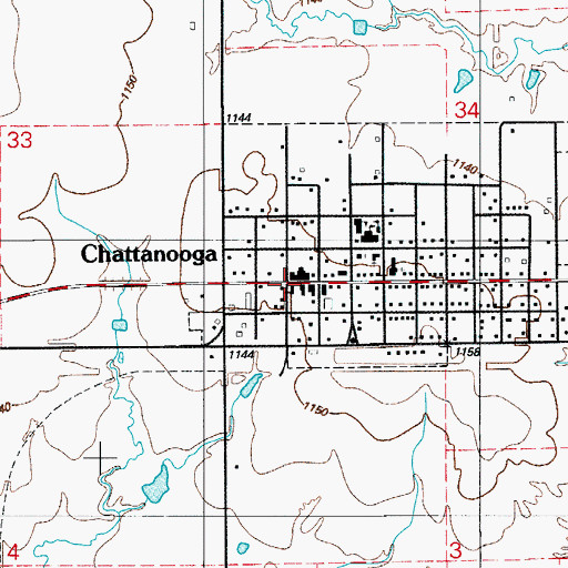 Topographic Map of Chattanooga Police Dept, OK