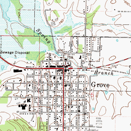 Topographic Map of Grove Police Department, OK