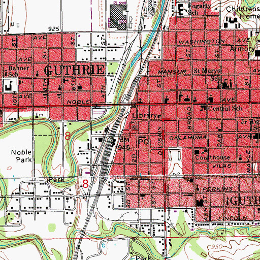 Topographic Map of Guthrie Police Department, OK