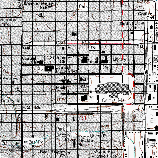 Topographic Map of Comanche County Sheriff Office, OK