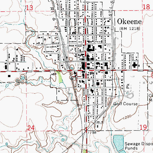 Topographic Map of Okeene Police Department, OK