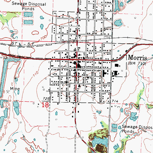 Topographic Map of Morris Police Department, OK