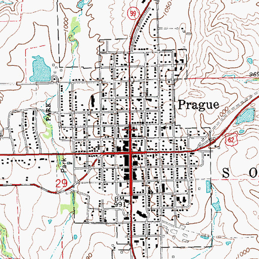 Topographic Map of Prague Police Department, OK