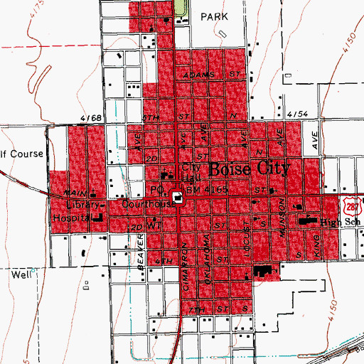 Topographic Map of Boise City Police Department, OK