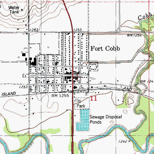 Topographic Map of Fort Cobb Police Department, OK
