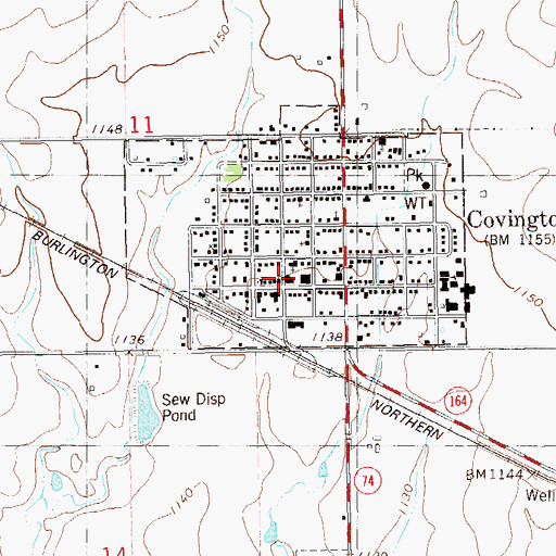Topographic Map of Covington Police Department, OK