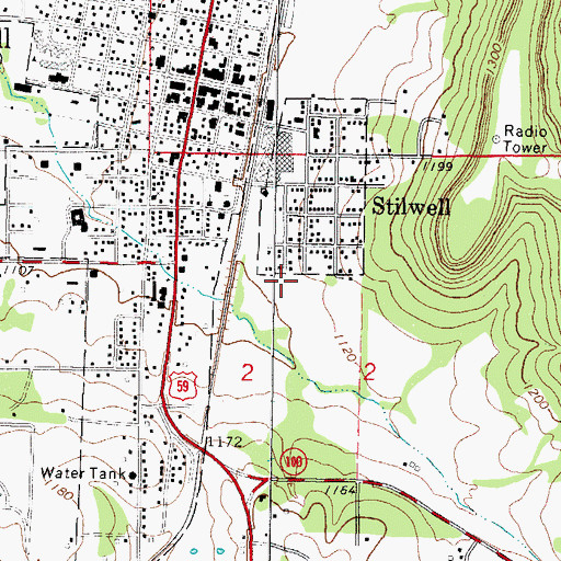 Topographic Map of Adair County Sheriff's Office, OK