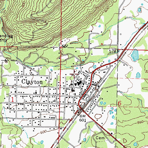 Topographic Map of Clayton Police Department, OK