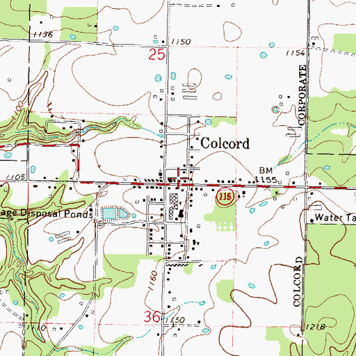 Topographic Map of Colcord Police Department, OK
