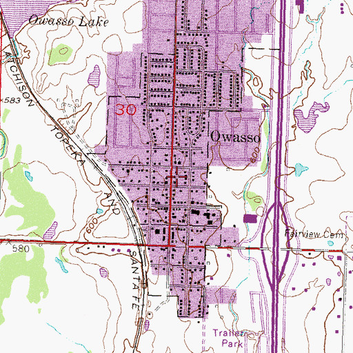 Topographic Map of Owasso Police Department, OK