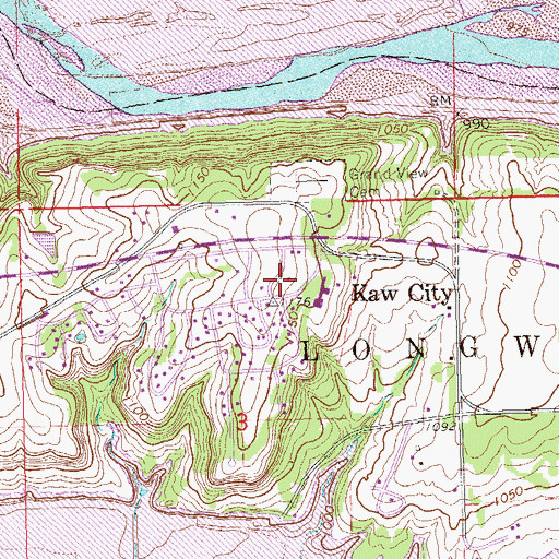 Topographic Map of Kaw City Police Department, OK