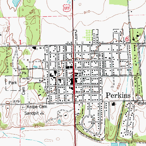 Topographic Map of Perkins Police Department, OK