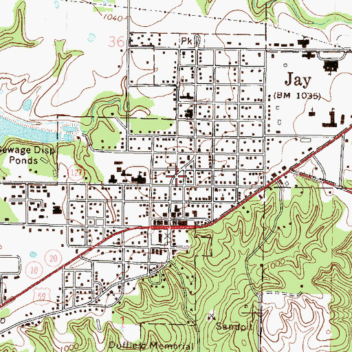 Topographic Map of Jay Police Department, OK
