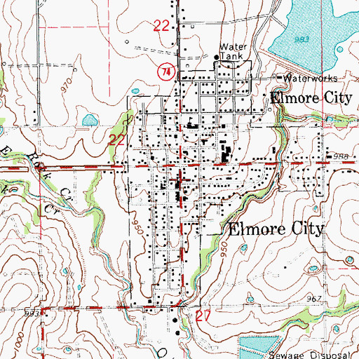 Topographic Map of Elmore City Police Department, OK