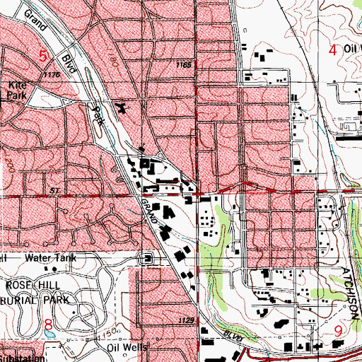 Topographic Map of Nichols Hills Police Department, OK