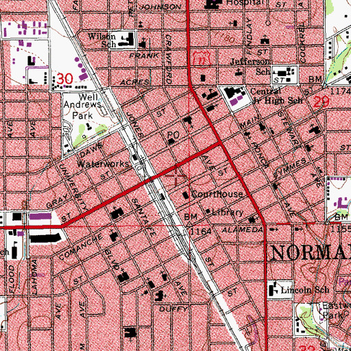 Topographic Map of Cleveland County Sheriff's Office, OK