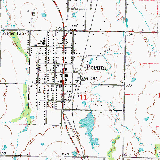 Topographic Map of Porum Police Department, OK