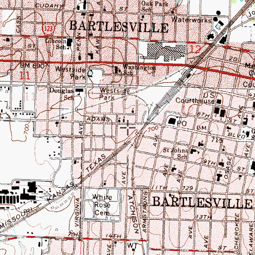 Topographic Map of Washington County Sheriff's Office, OK