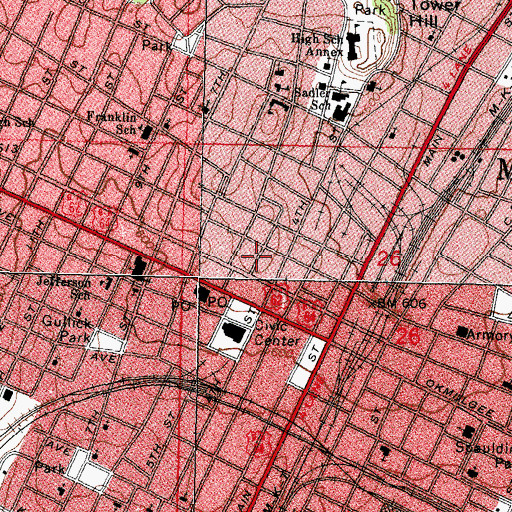 Topographic Map of Muskogee County Sheriff's Office, OK