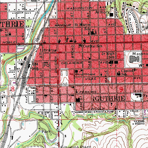 Topographic Map of Logan County Sheriff's Department, OK