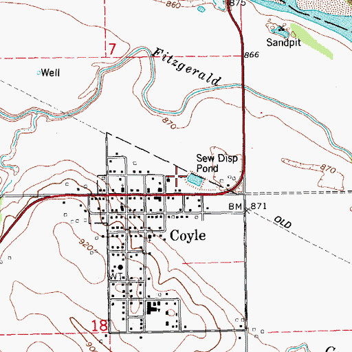 Topographic Map of Coyle Police Department, OK