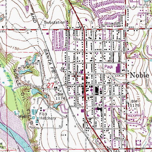 Topographic Map of Noble Police Department, OK