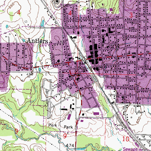 Topographic Map of Pushmataha County Sheriff's Office, OK